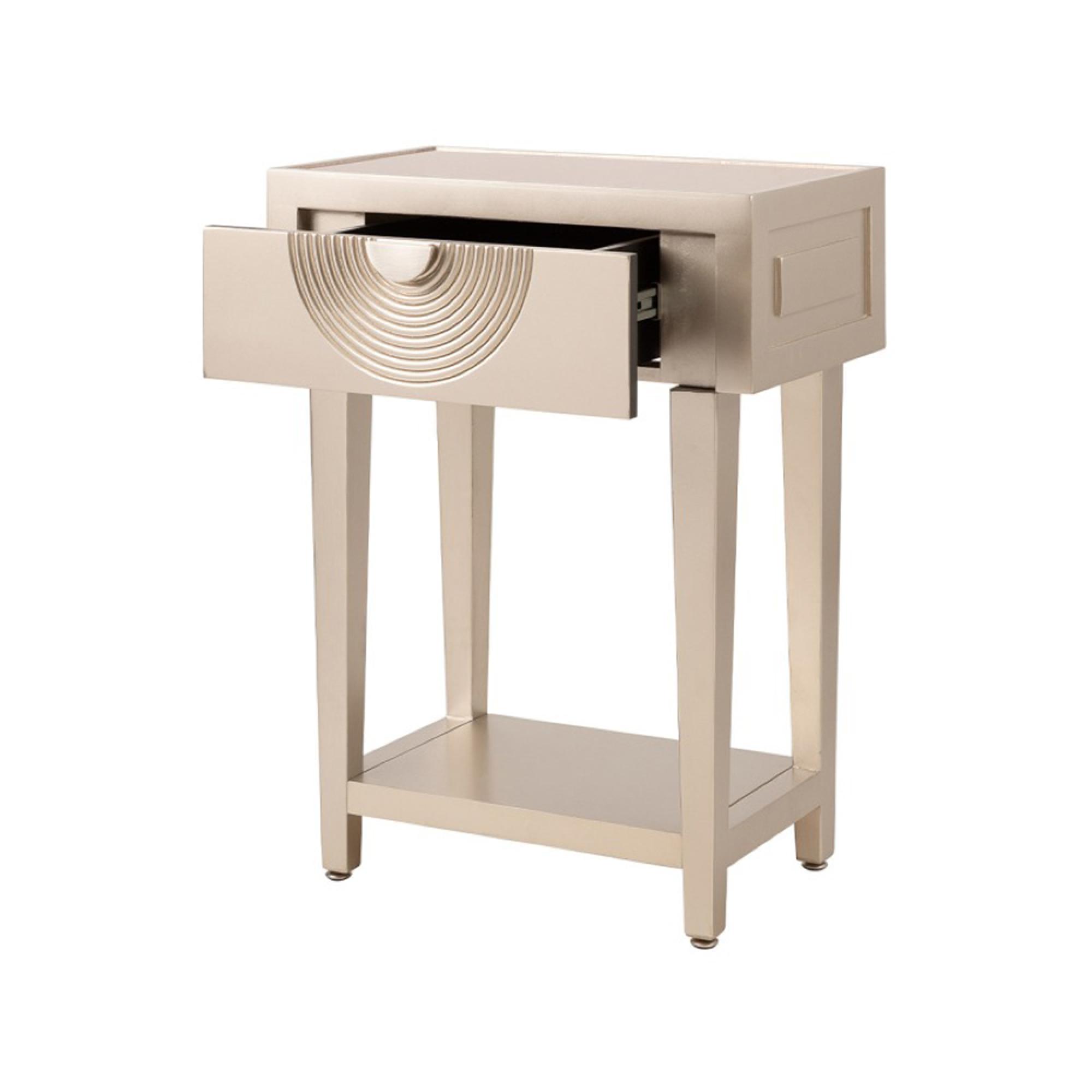 Elon Side Table - 1 Drawer - Mirrored Top and Gold