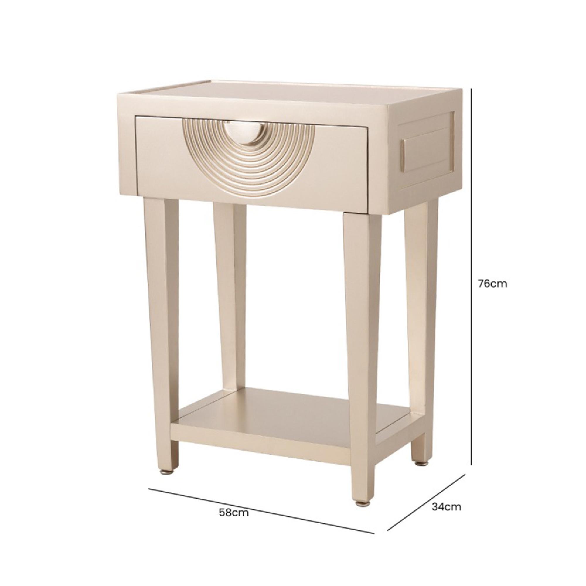 Elon Side Table - 1 Drawer - Mirrored Top and Gold