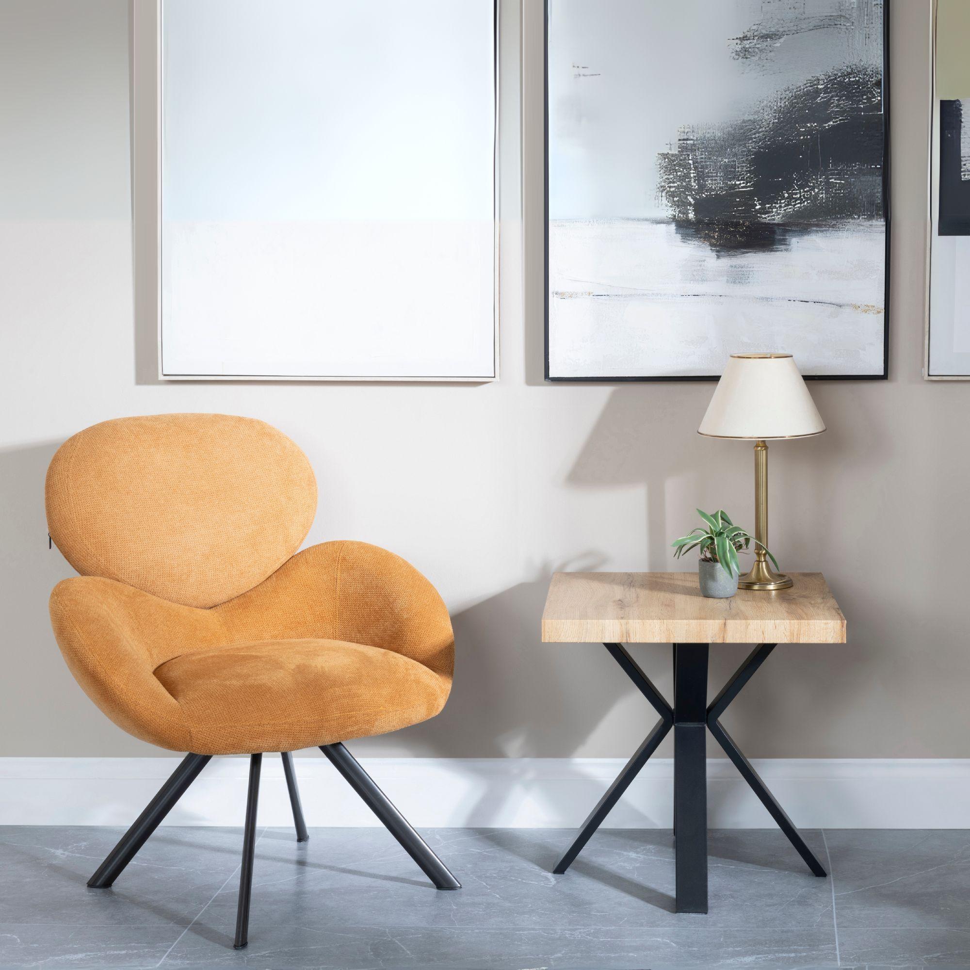 Ezra End Table - Square - Oak - Black Spider Legs