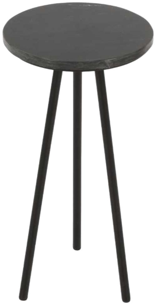 Fluted Black Marble Side Table