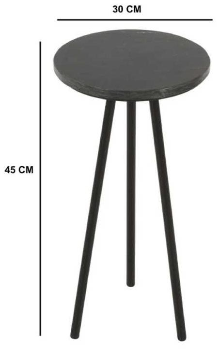 Fluted Black Marble Side Table