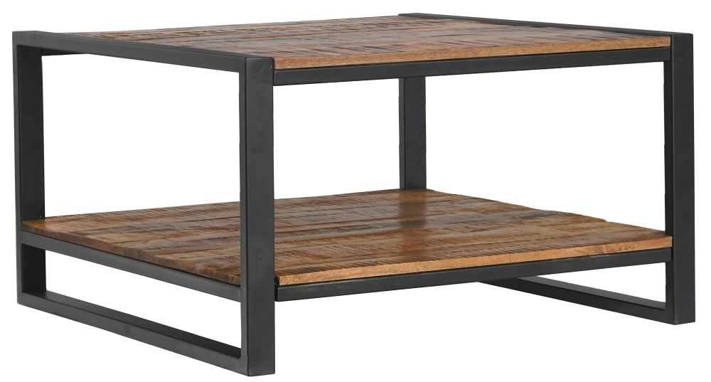 Frais Industrial Rustic Wood Side Table with Shelf