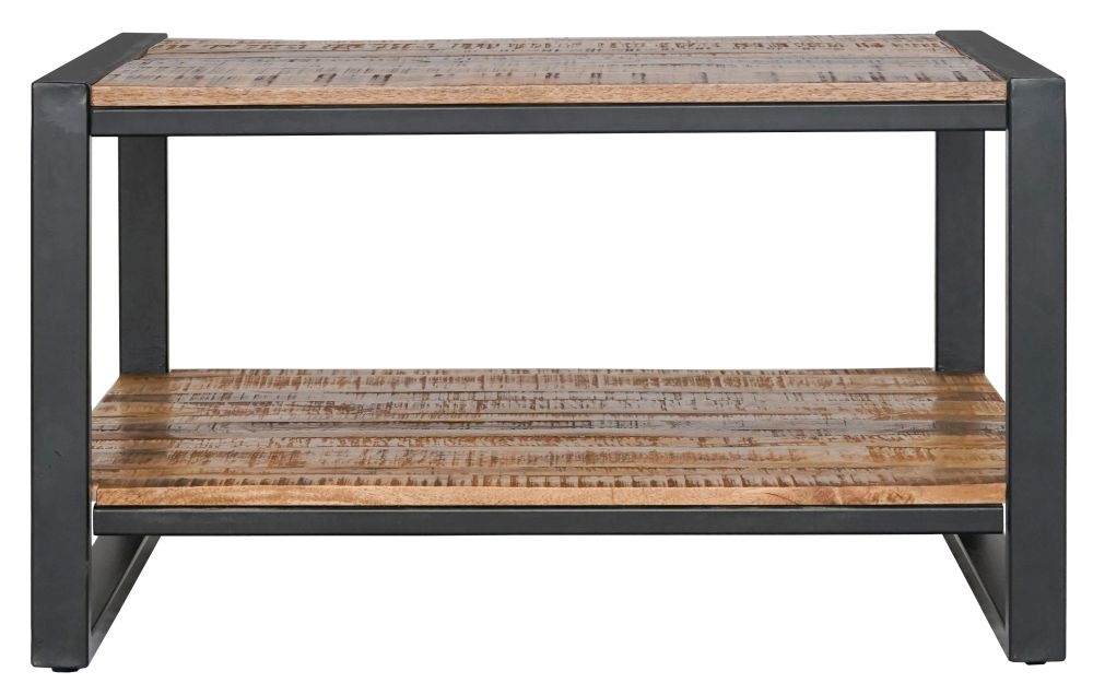 Frais Industrial Rustic Wood Side Table with Shelf