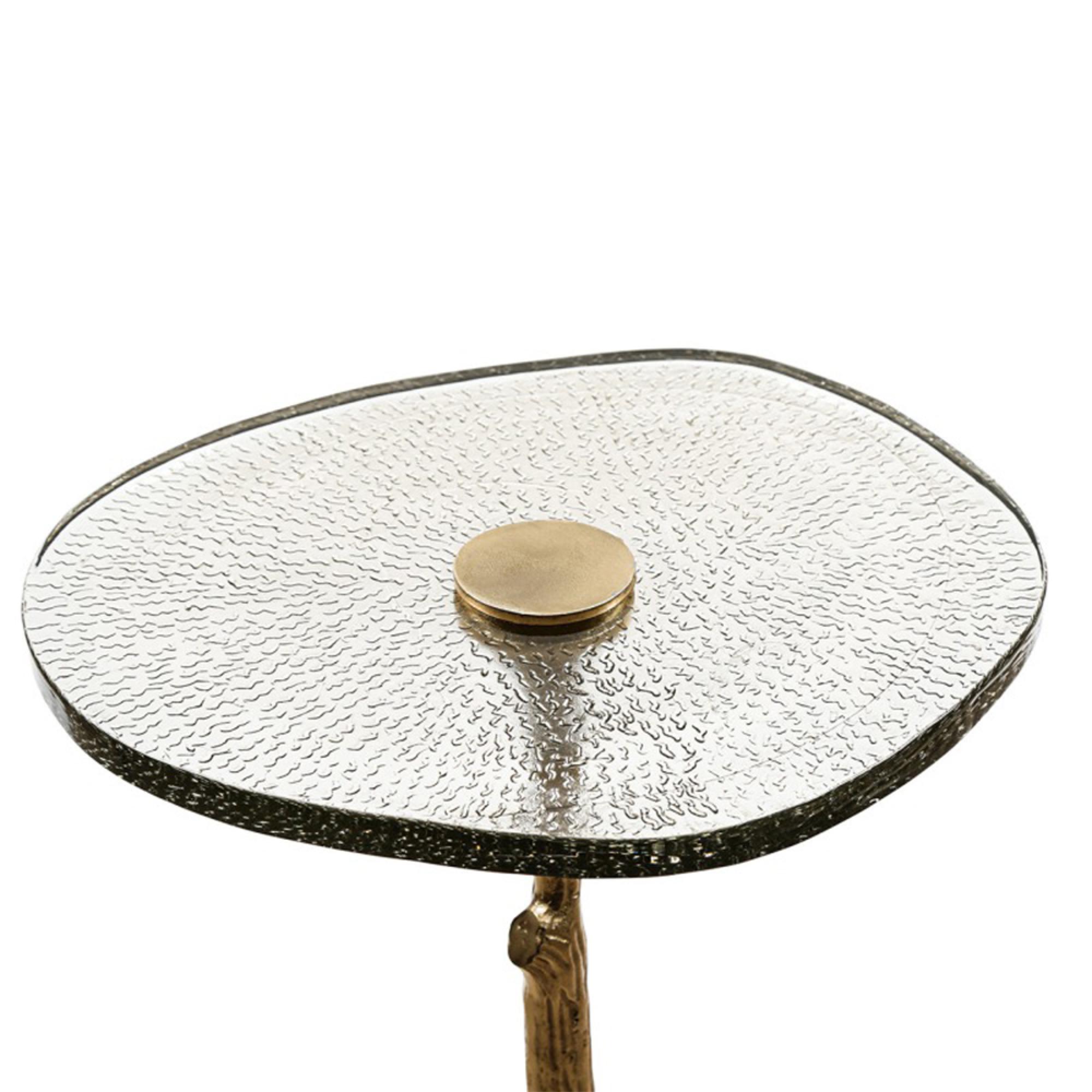 Side Table - Handmade - Glass and Gold Metal