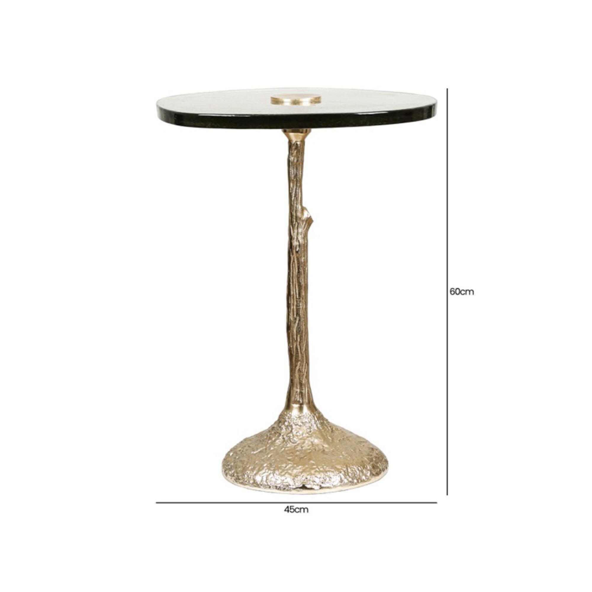 Side Table - Handmade - Glass and Gold Metal