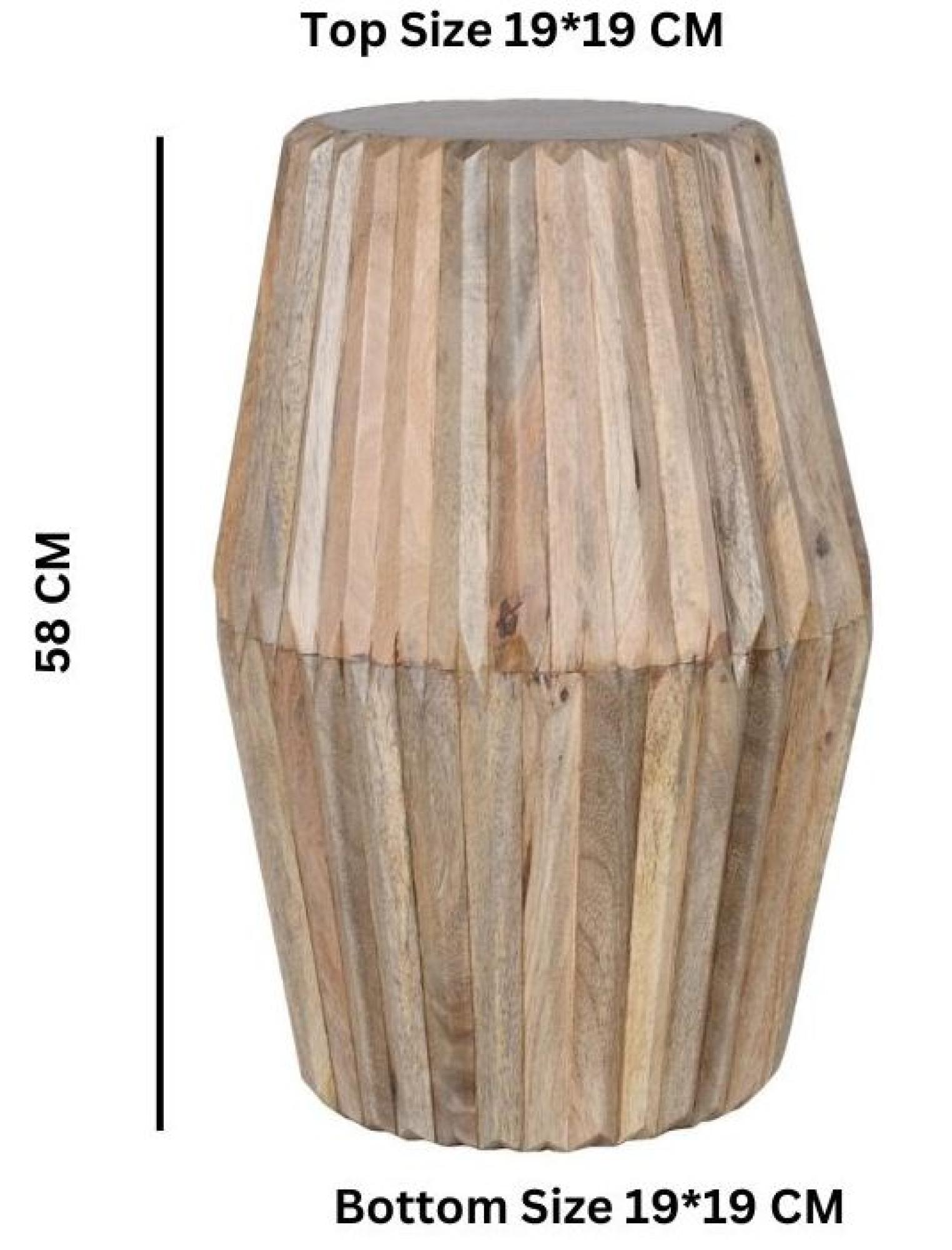 Hanover Ribbed Carved Mango Wood Round Side Table