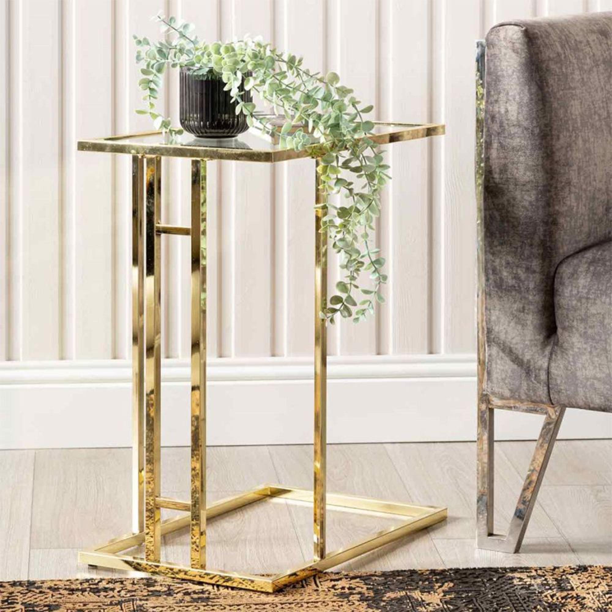 Harry Side Table - Clear Glass and Gold Metal