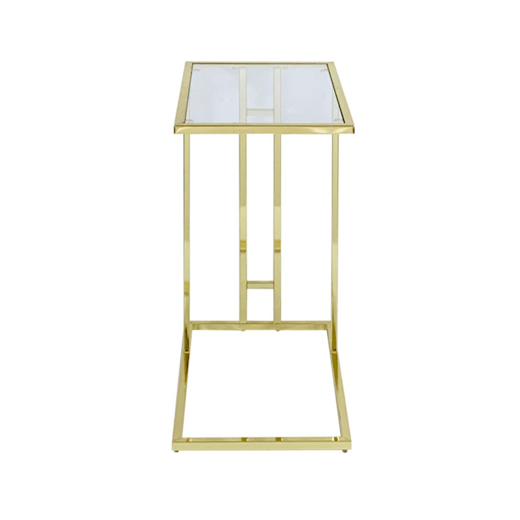 Harry Side Table - Clear Glass and Gold Metal