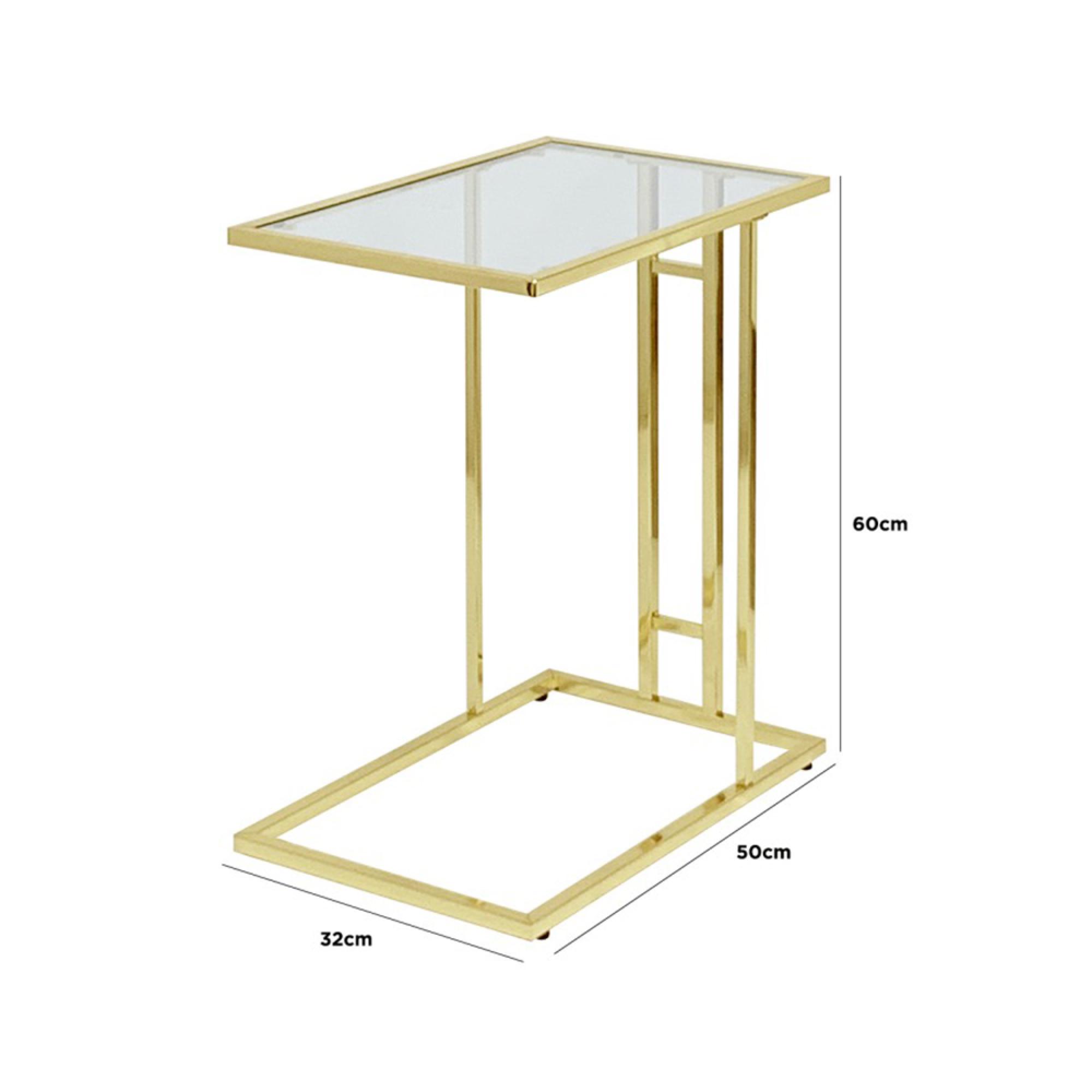 Harry Side Table - Clear Glass and Gold Metal