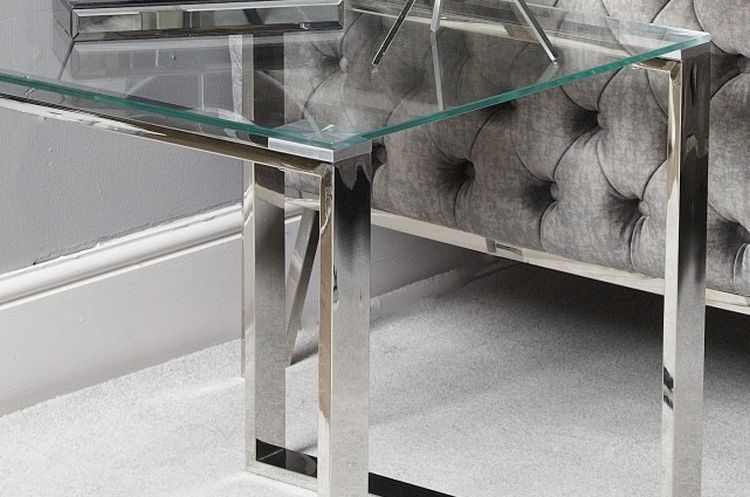 Harry End Table - Square - Glass and Chrome