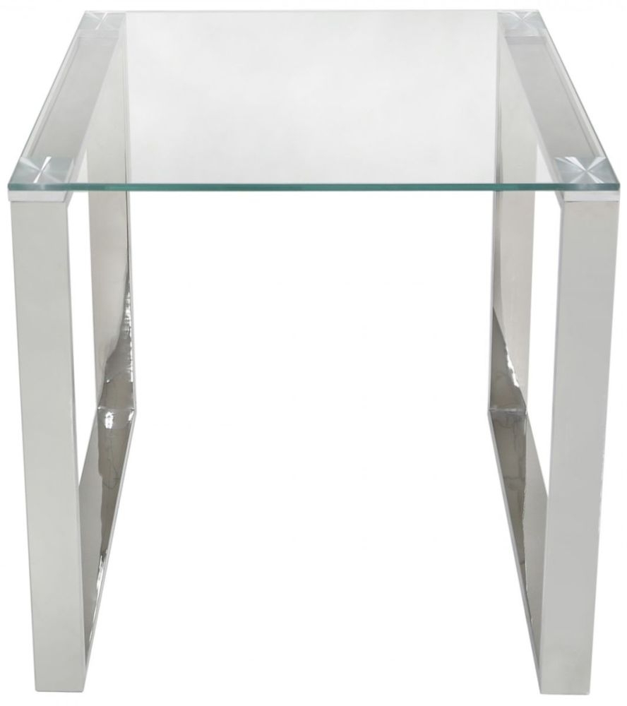 Harry End Table - Square - Glass and Chrome