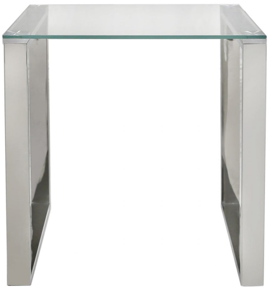 Harry End Table - Square - Glass and Chrome