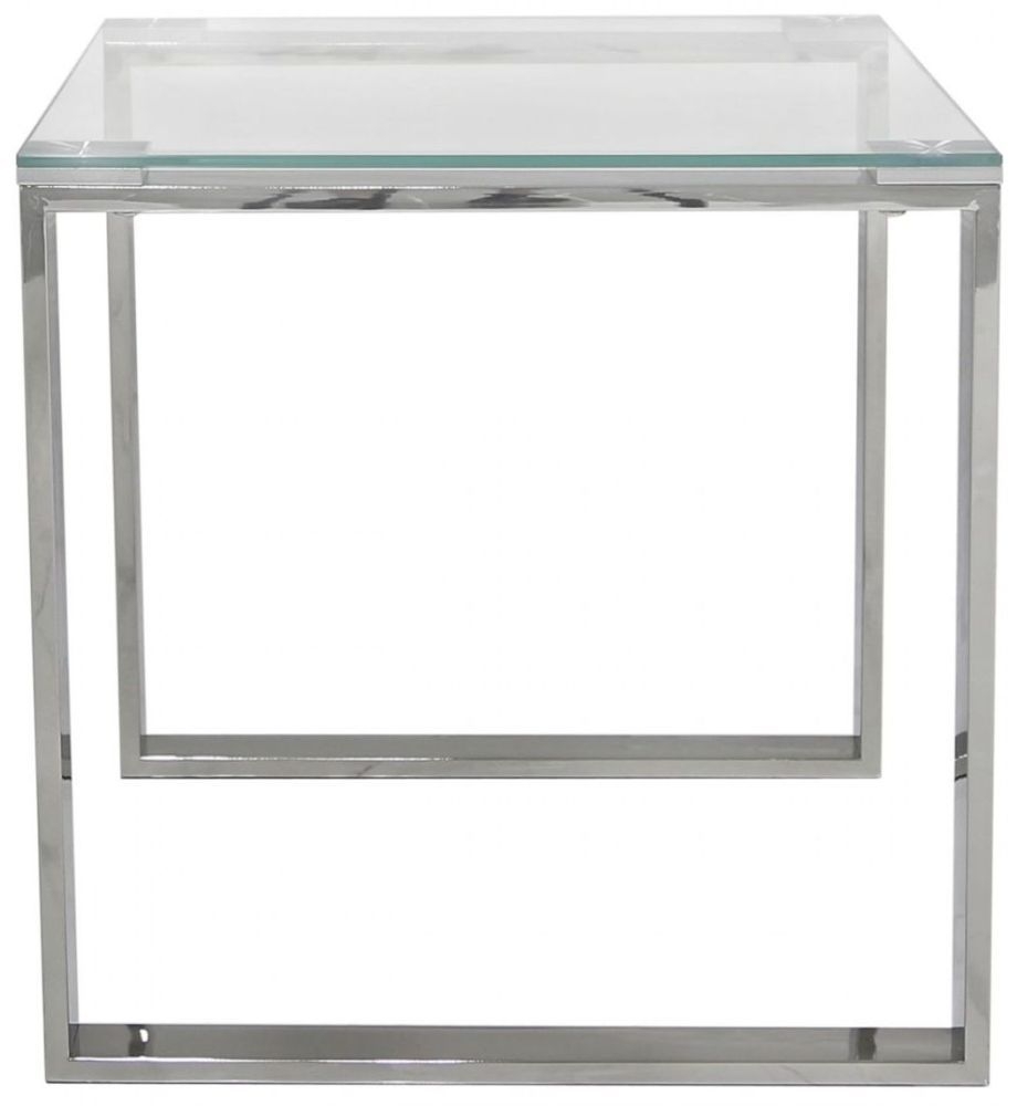 Harry End Table - Square - Glass and Chrome