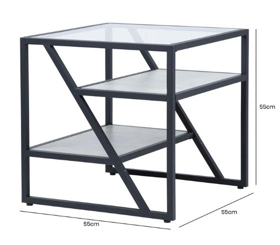 Ibarra End Table - Square - Black and Grey