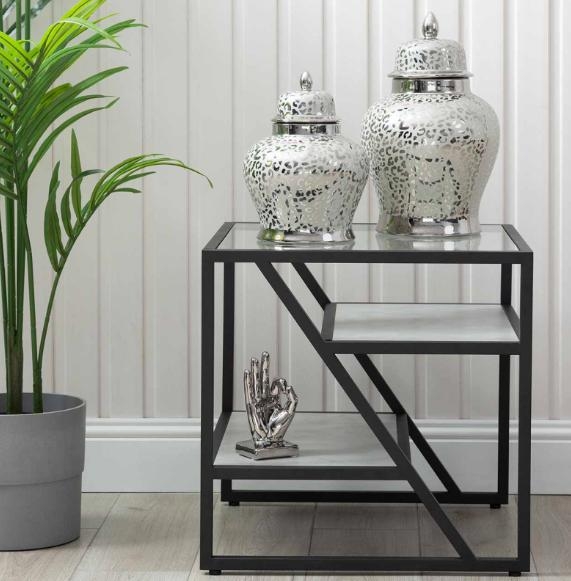 Ibarra End Table - Square - Black and Grey