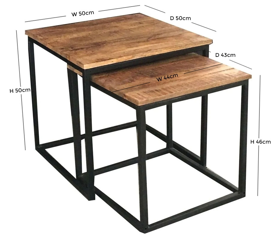 Industrial Mango Wood Nest of 2 Tables