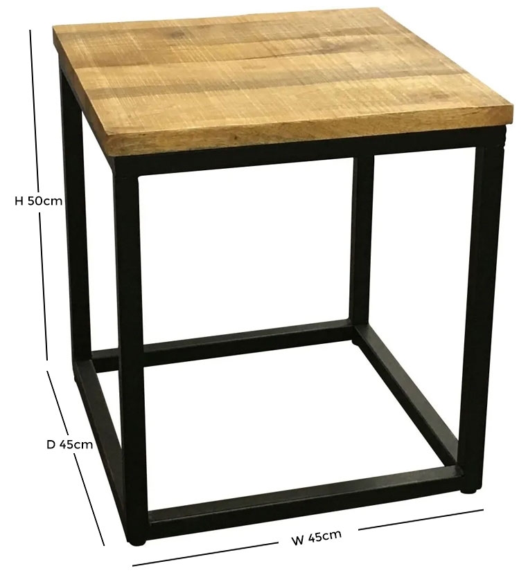 Industrial Mango Wood Side Table