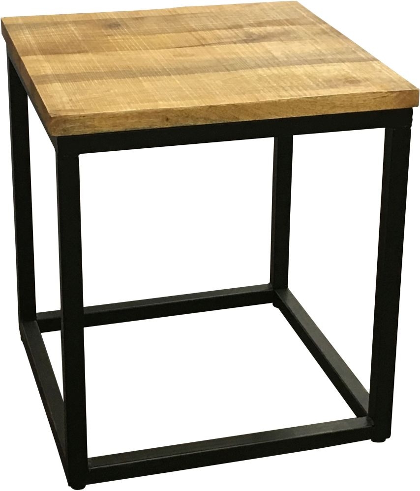 Industrial Mango Wood Side Table