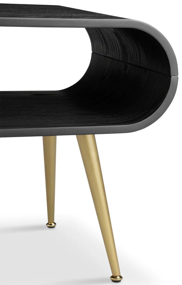 Auckland Lamp Table - Black and Brass - JF722