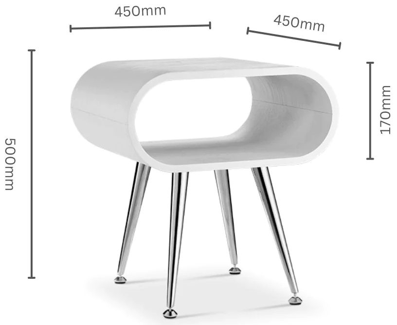 Auckland Lamp Table - White and Chrome - JF722