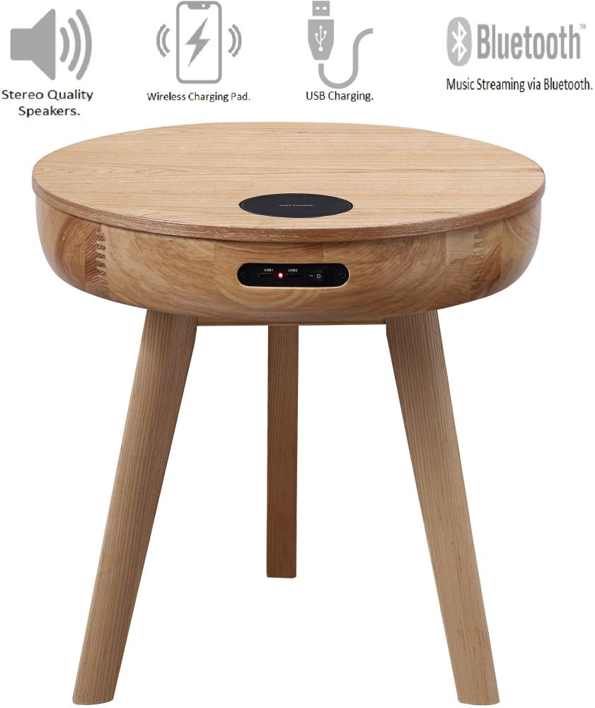 San Francisco Smart Round Lamp Table - Ash - JF710