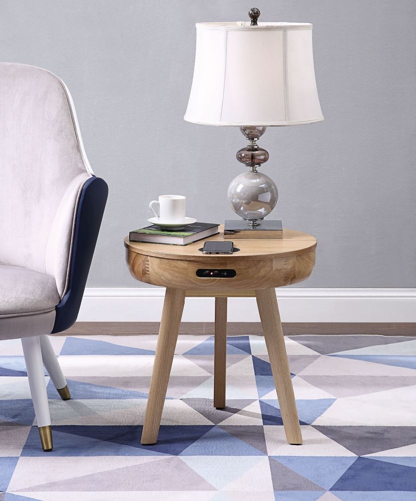 San Francisco Smart Round Lamp Table - Ash - JF710