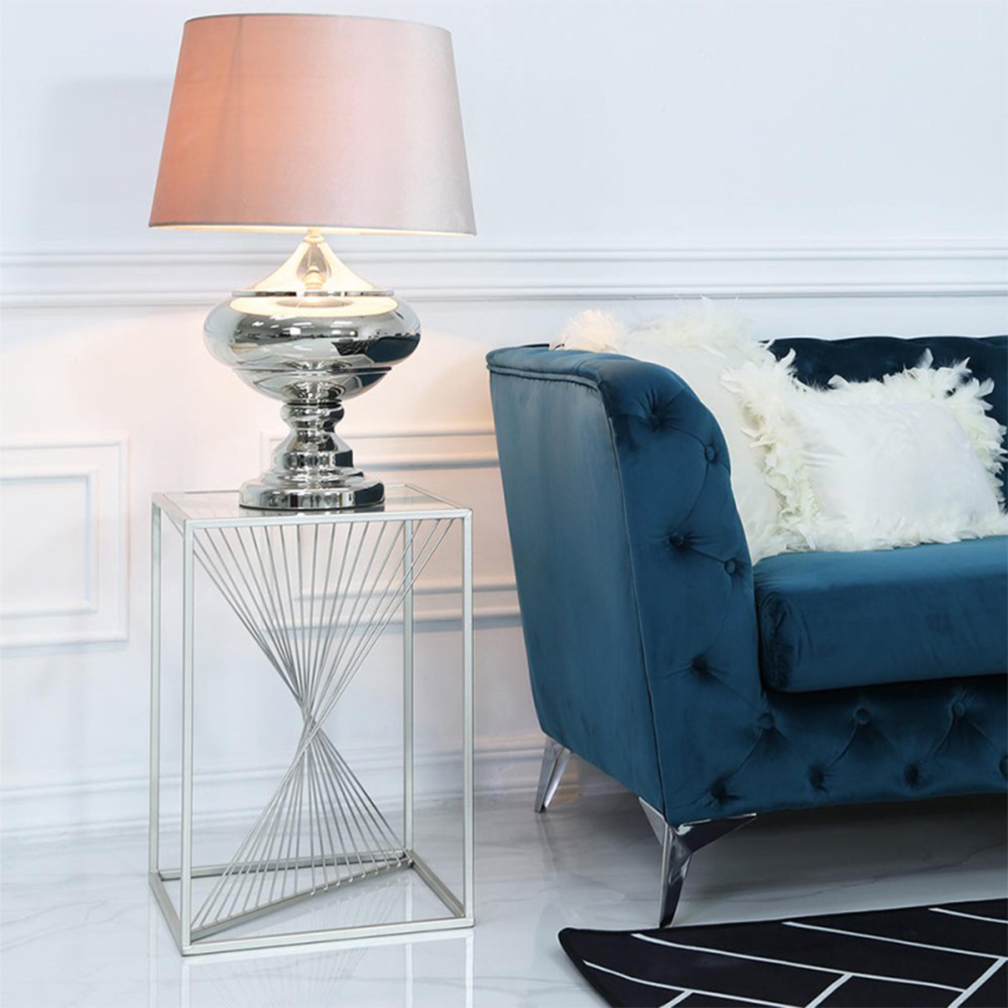 Luna End Table - Square - Clear Glass and Silver Metal