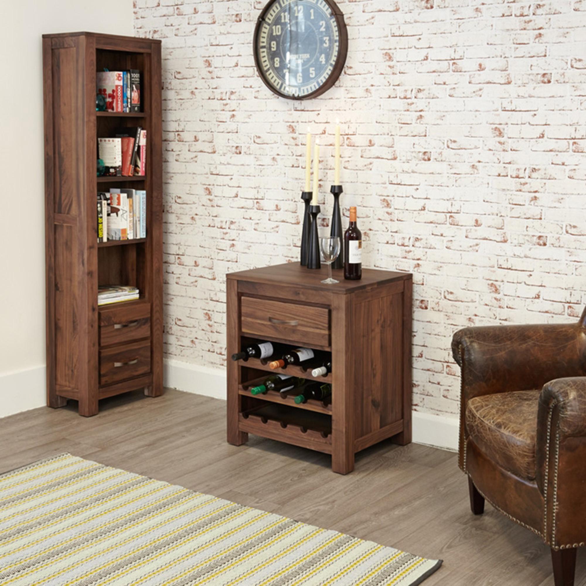 Mayan Walnut Lamp Table - Wine Rack