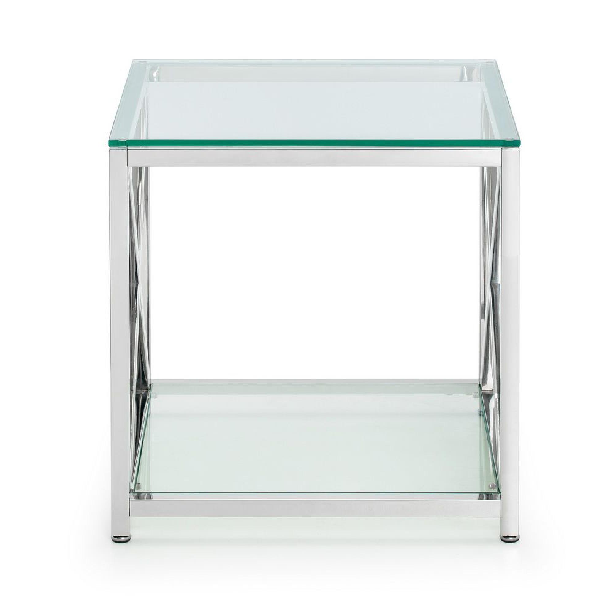 Miami Lamp Table - Square - Glass and Chrome