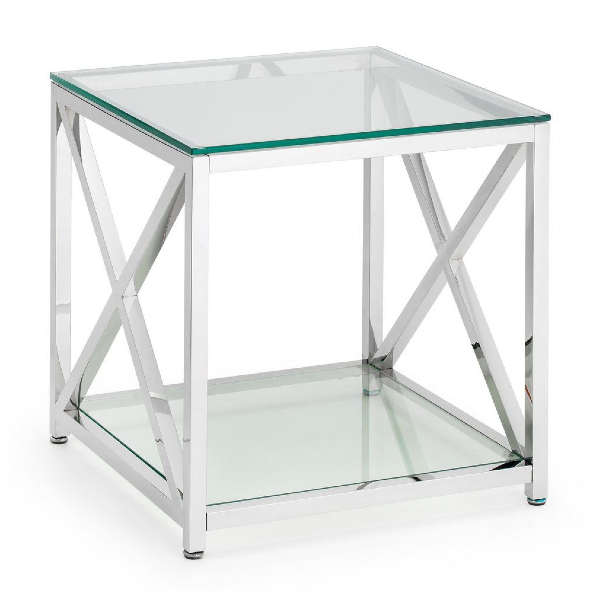 Miami Lamp Table - Square - Glass and Chrome
