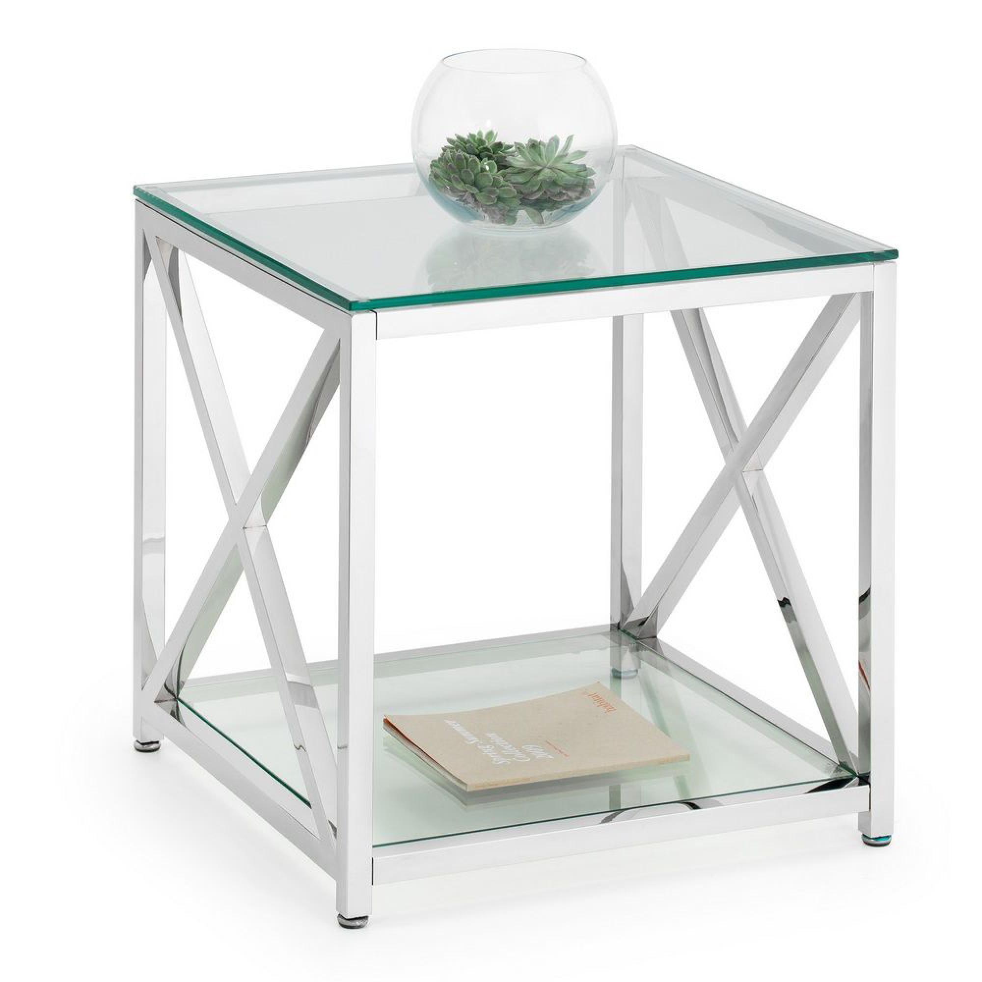 Miami Lamp Table - Square - Glass and Chrome