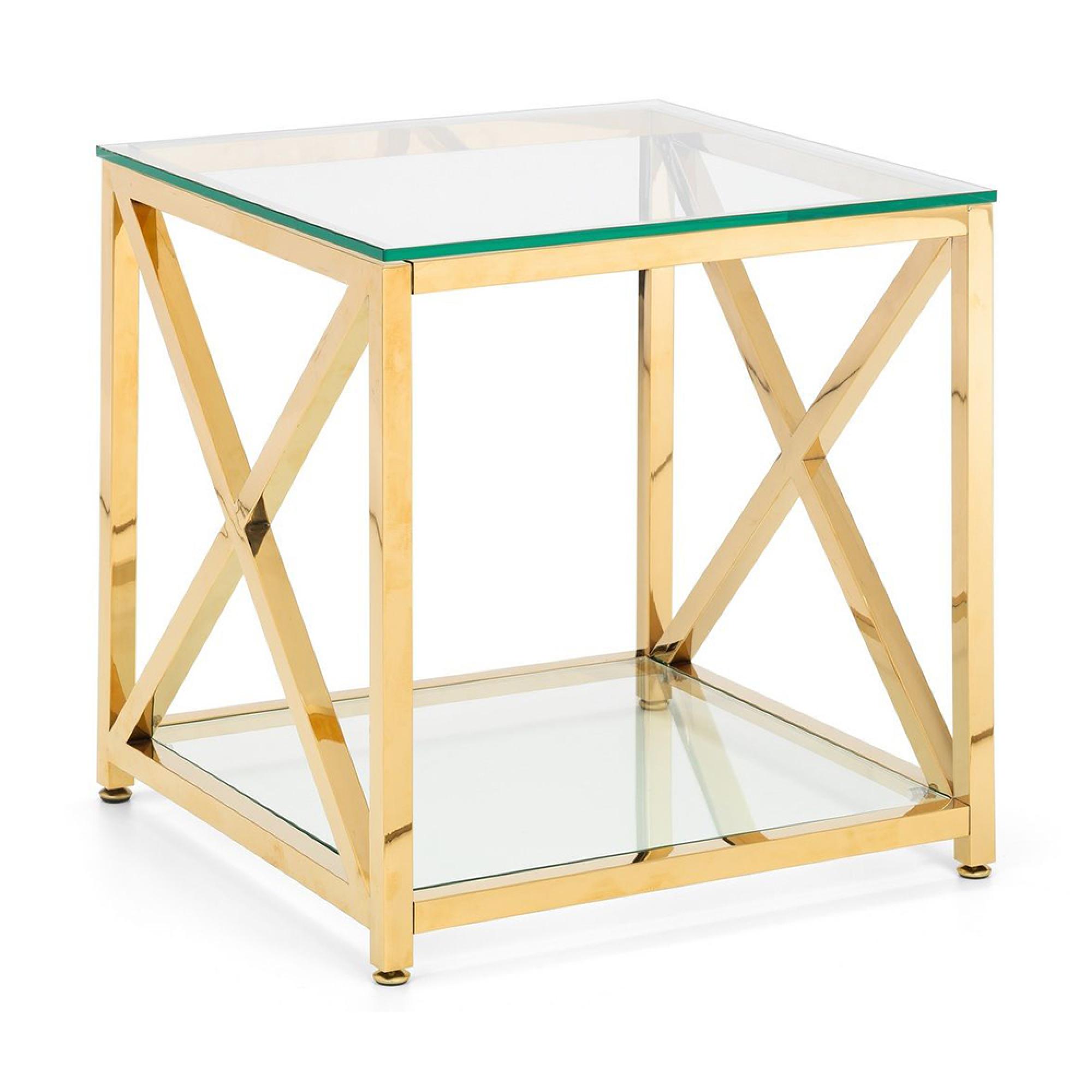 Miami Lamp Table - Square - Glass and Gold