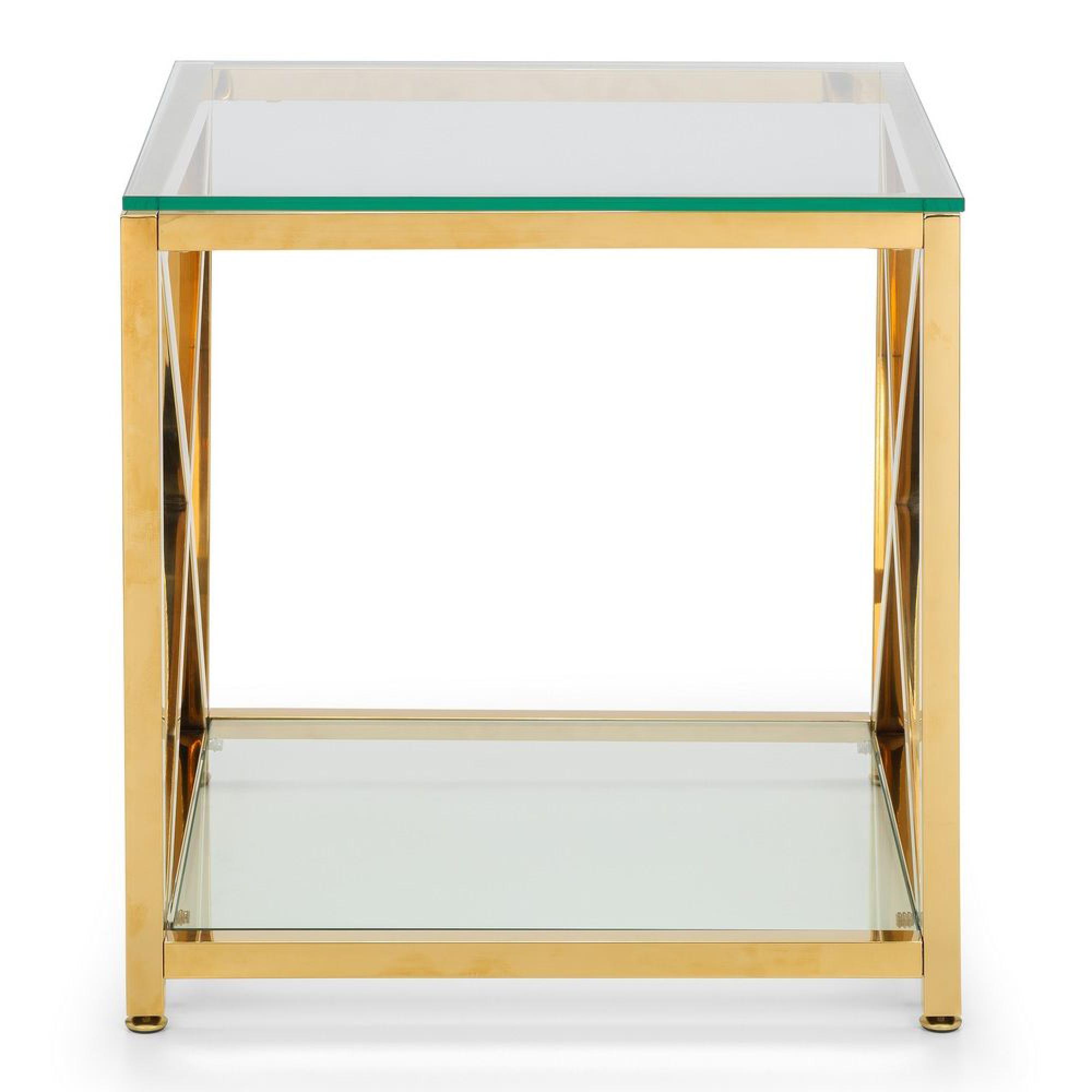 Miami Lamp Table - Square - Glass and Gold