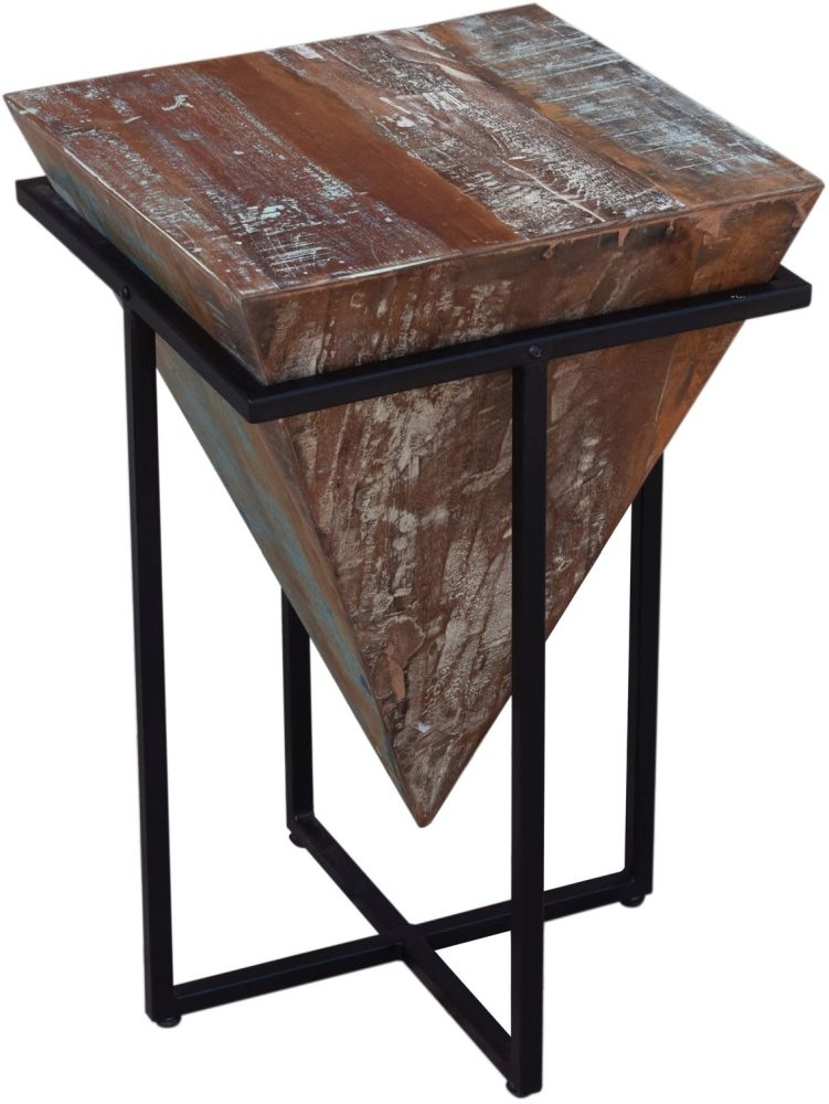 Modern Industrial Rustic Triangular Small Side Table
