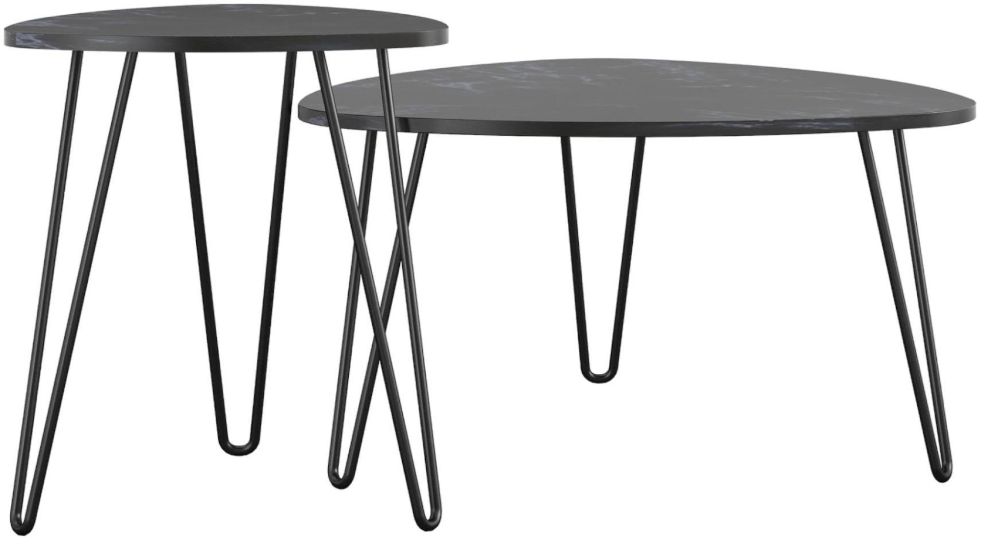 Novogratz Athena Nesting Tables - Black Marble Effect - Set of 2 - 7021899COMNUK