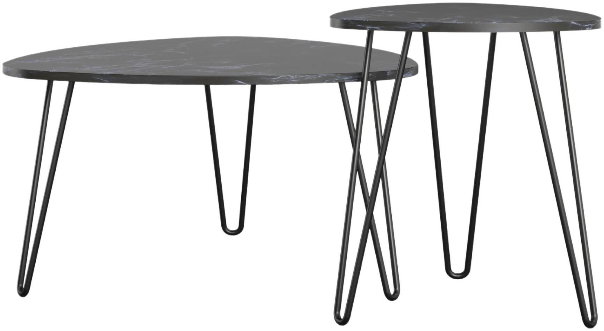 Novogratz Athena Nesting Tables - Black Marble Effect - Set of 2 - 7021899COMNUK