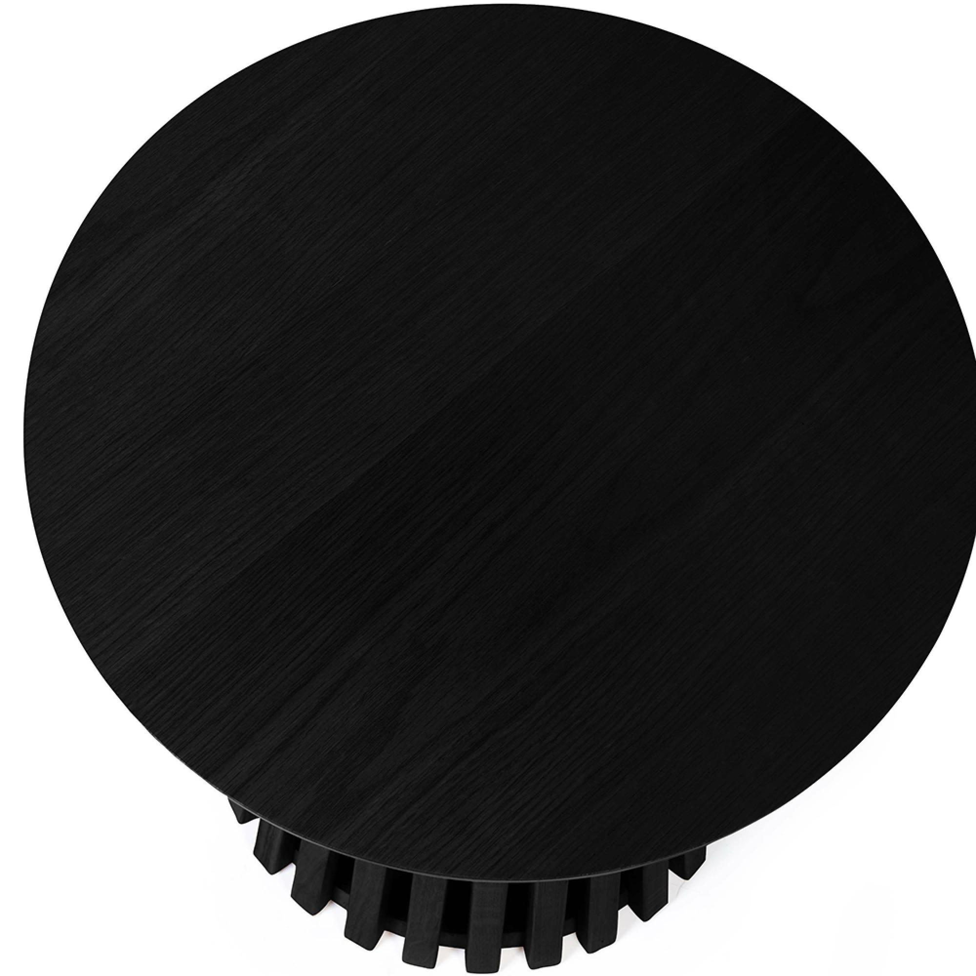 Ollie Lamp Table - Round - Slatted Base - Black