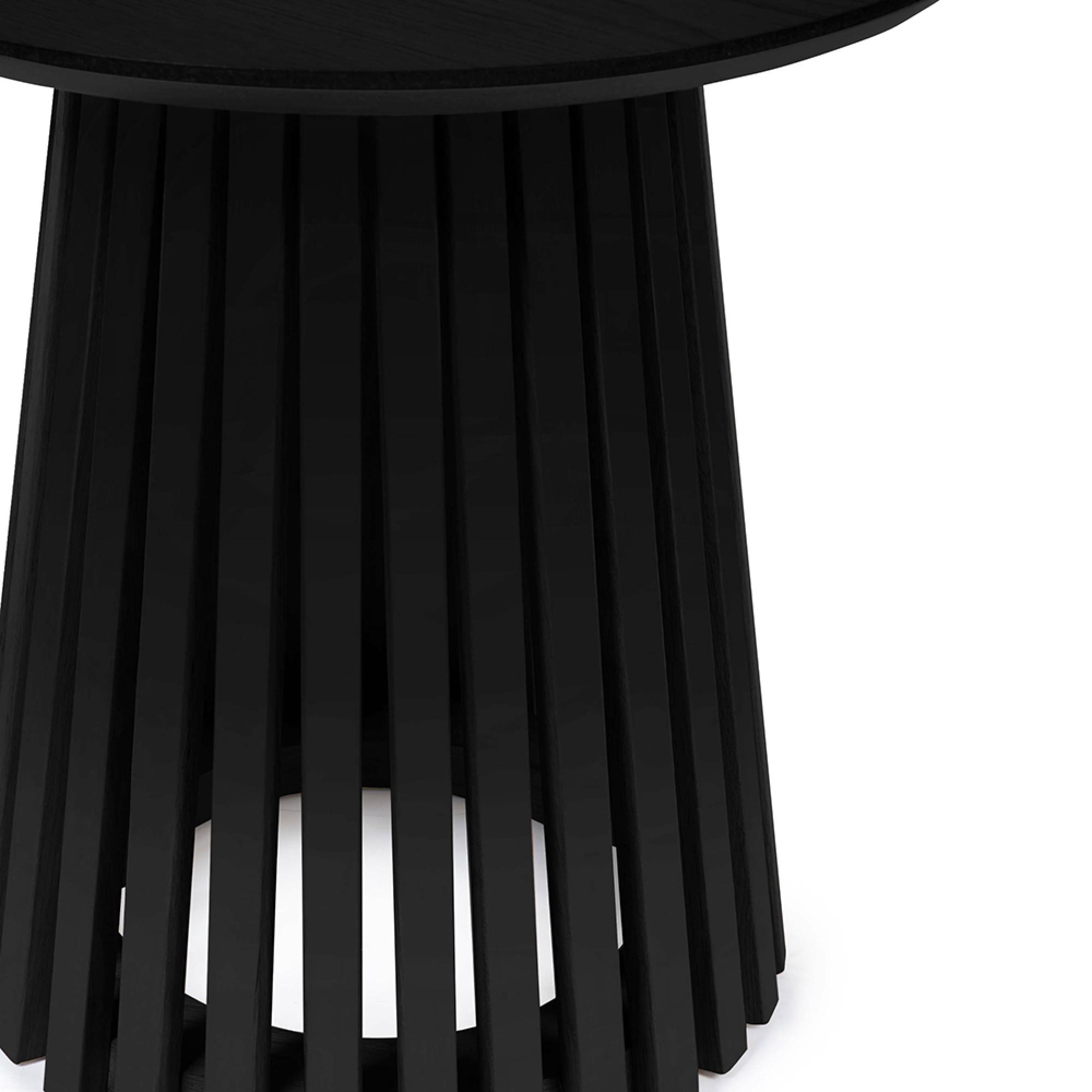 Ollie Lamp Table - Round - Slatted Base - Black