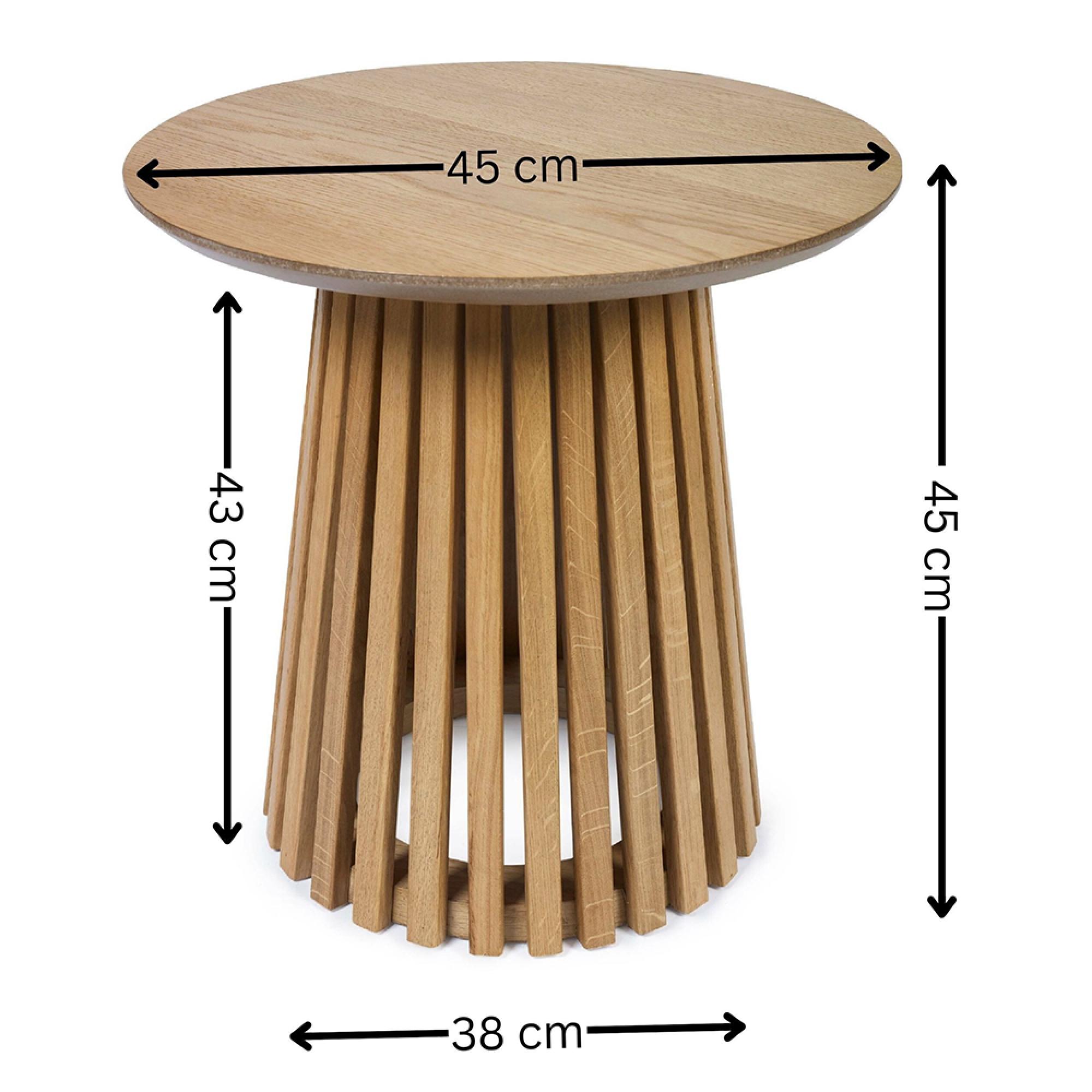 Ollie Lamp Table - Round - Slatted Base - Natural Oak