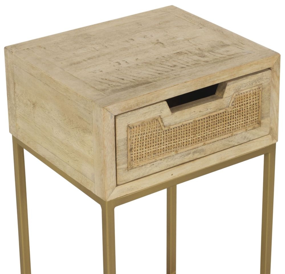 Rattan 1 Drawer Side Table