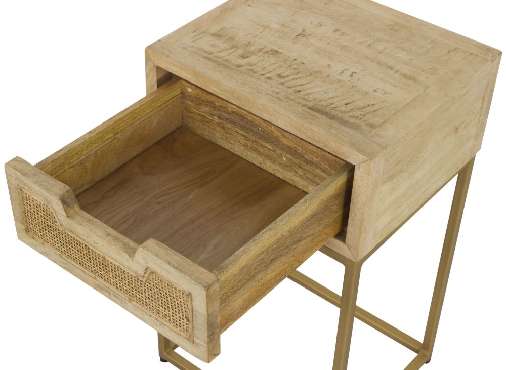 Rattan 1 Drawer Side Table