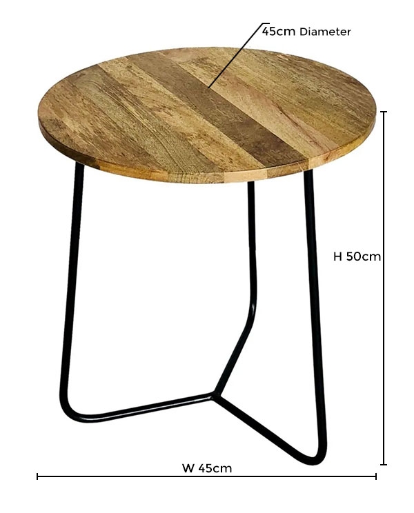 Ravi Mango Wood 45cm Round Side Table