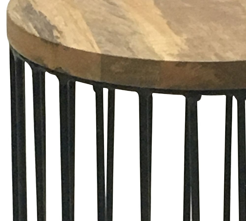 Ravi Mango Wood Round Cage Accent Table