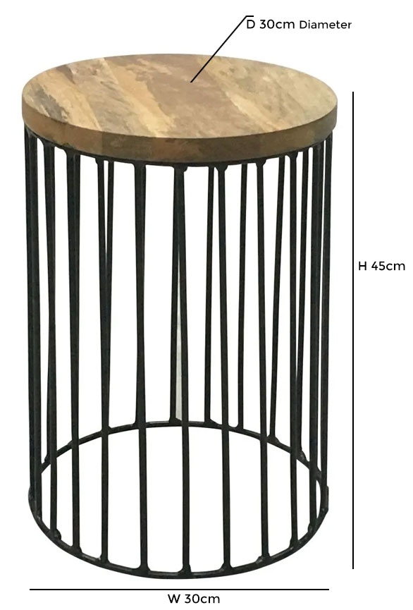 Ravi Mango Wood Round Cage Accent Table