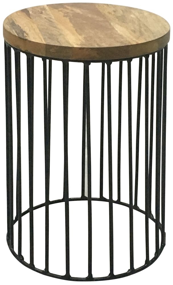 Ravi Mango Wood Round Cage Accent Table