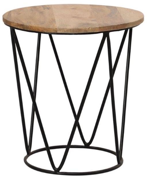 Ravi Mango Wood Round Small Accent Table