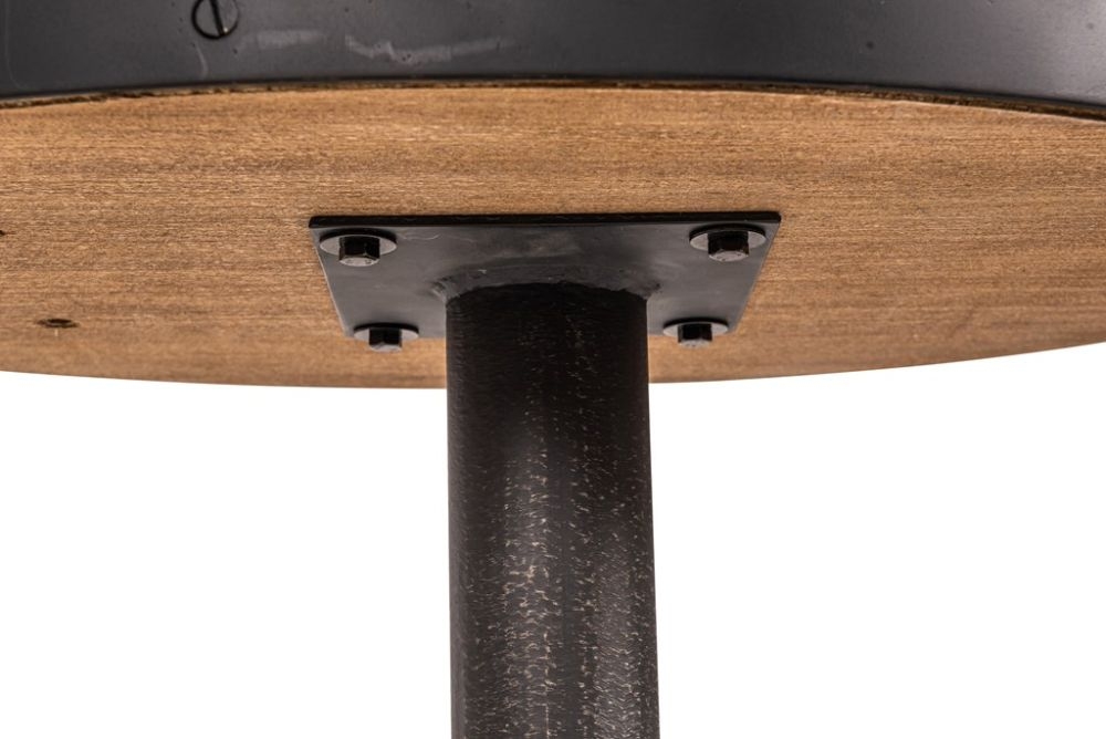 Revival Reclaimed Pine and Black Metal Flute Base Large Side Table