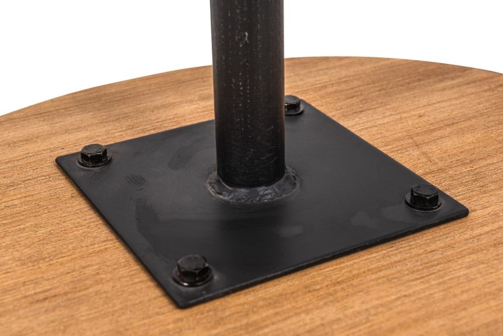 Revival Reclaimed Pine and Black Metal Flute Base Medium Side Table