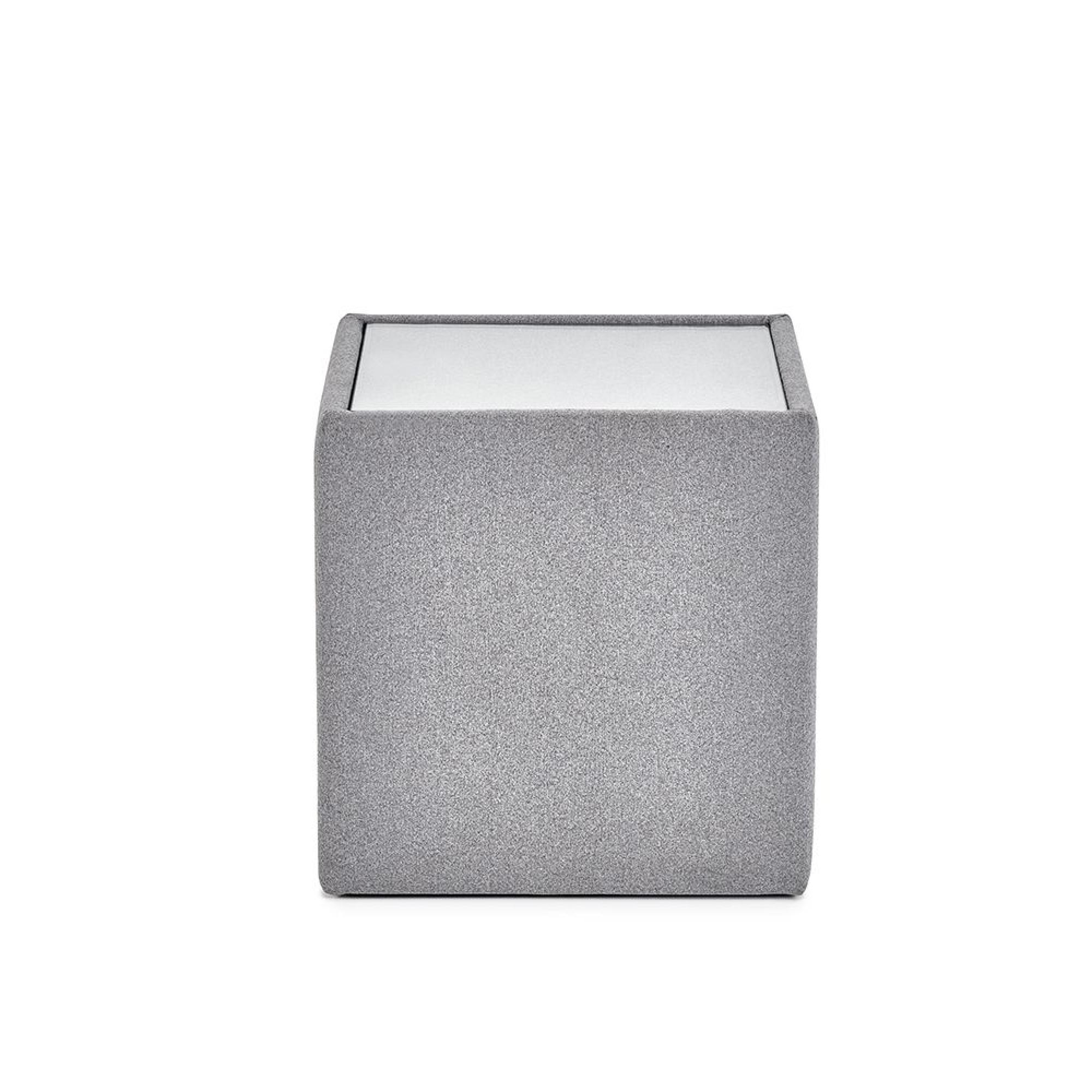 Rohe Lamp Table - Glass Top - Grey Fabric