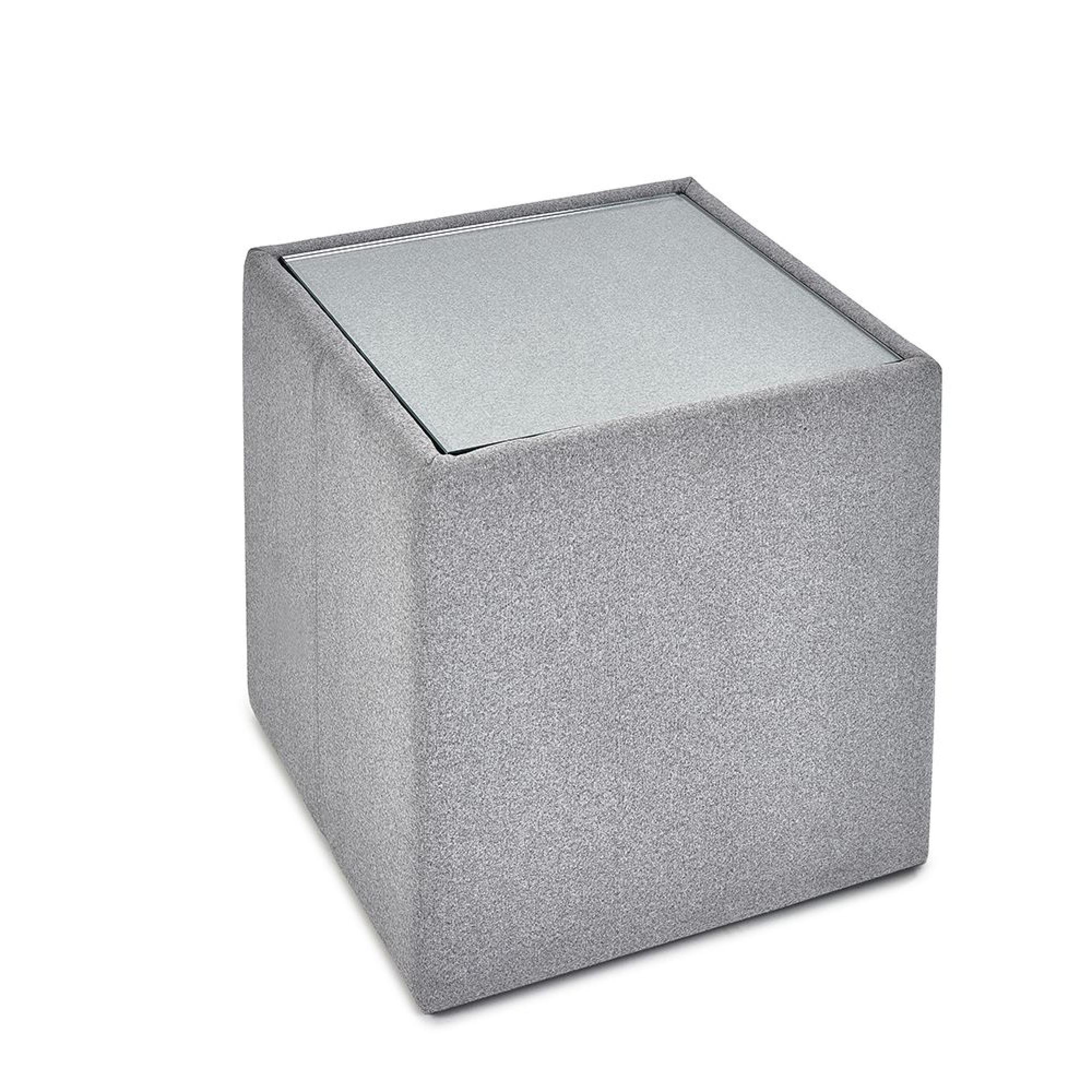 Rohe Lamp Table - Glass Top - Grey Fabric